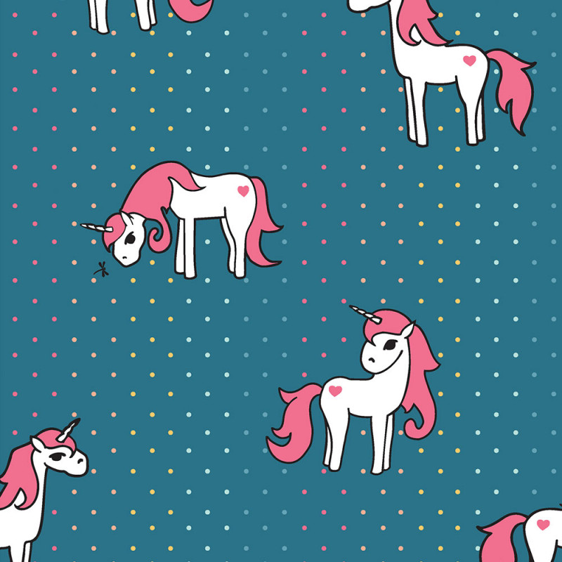 Prickar med enhörning petrol