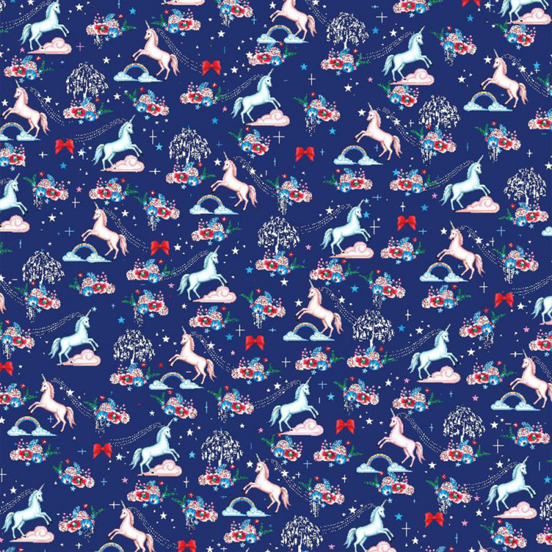 Jogging Unicorn på moln blå