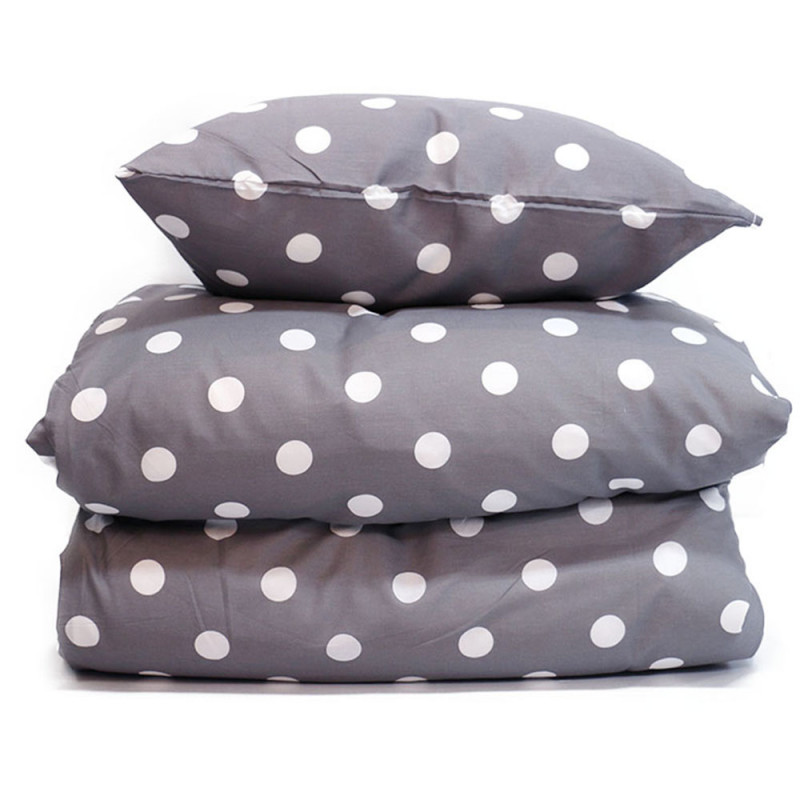 Bäddset Drömma prickar vit grå botten 150*210