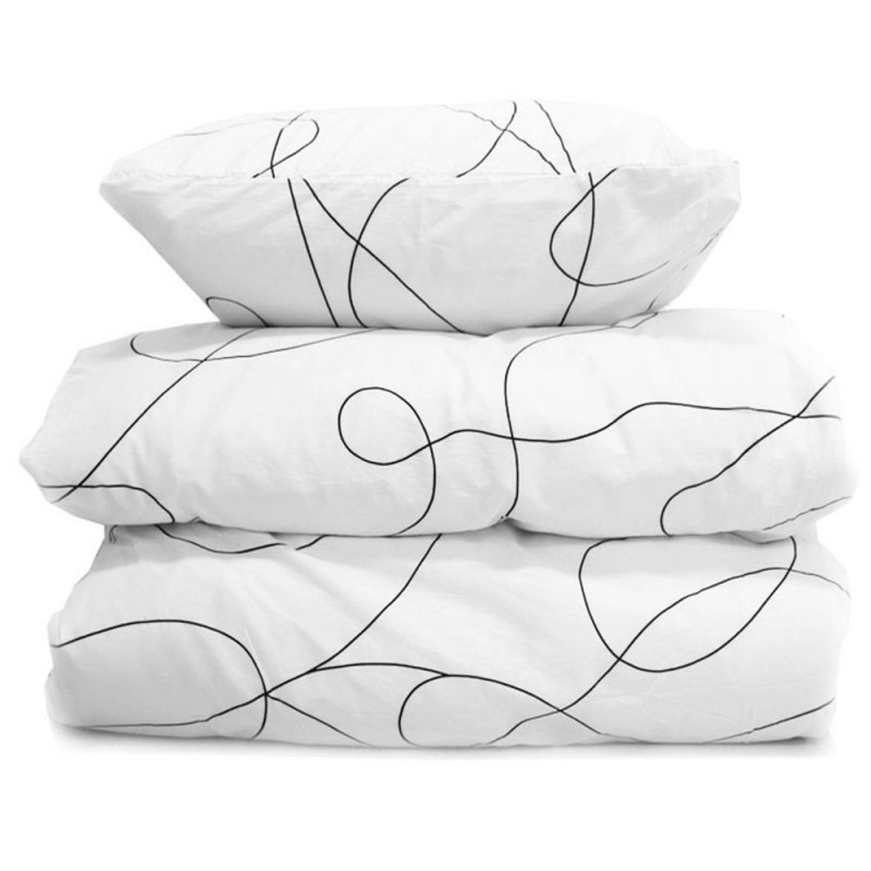 Bäddset Drömma cirklar svarta vit botten 150*210