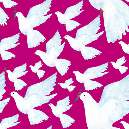 Duva med kvist cerise