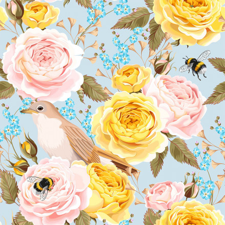 Rosor, ljusblå, förgätmigej