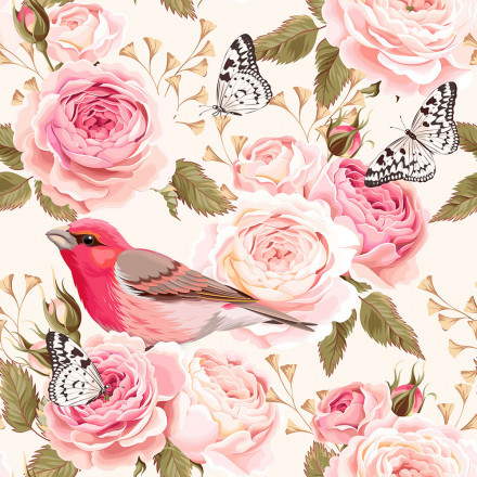 Rosor, ljusrosa, rosenfink