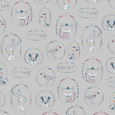 Räv, kanin, fågel grå